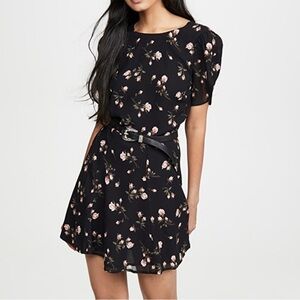 Reformation Violette mini dress Romy rose print 4 black feminine girly cocktail